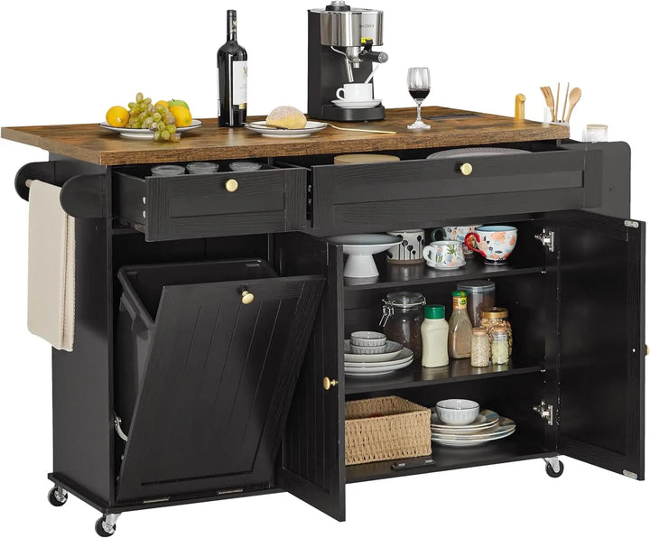 60" Mobile Kitchen Islands Rolling Trolleys