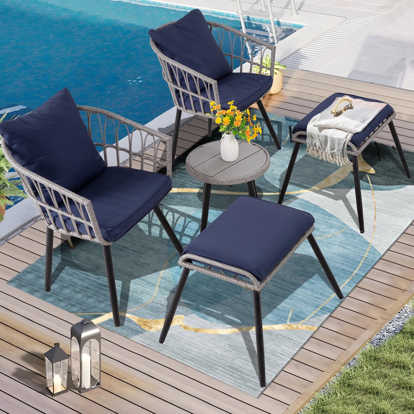 5 Piece Patio Set, , All-Weather Rattan