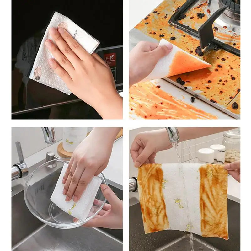 Roll Paper Towels Reusable Cleaning Towels Roll Reusable Household Cleaning Towel Kitchen Hand Towels For Home Cafe Hotel