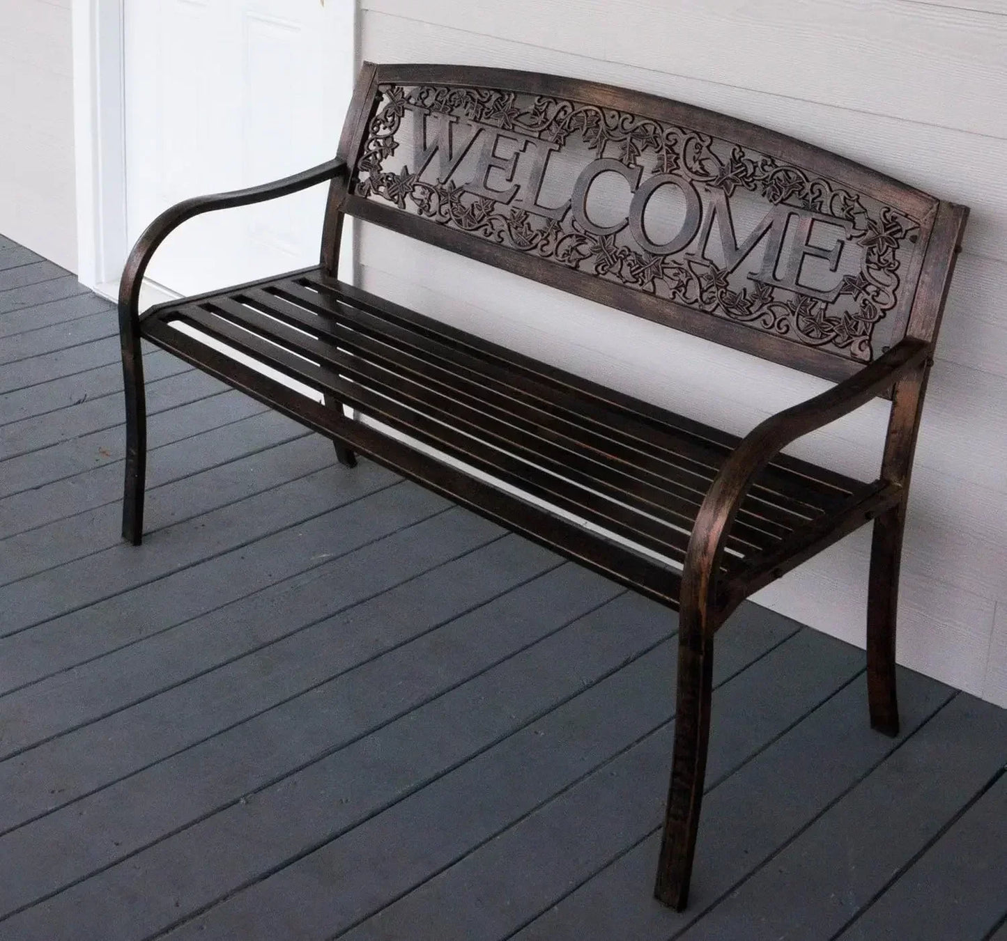 Customizable  Metal Welcome Outdoor Bench