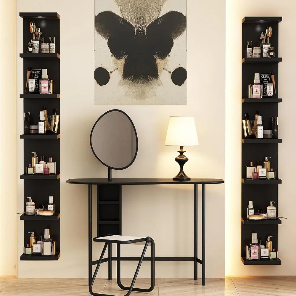 7 Tier Wall Unit,Black Lack  Shelf