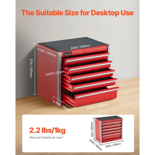 8.6in Metal Tool Box with PP Feet Pads for  Storage