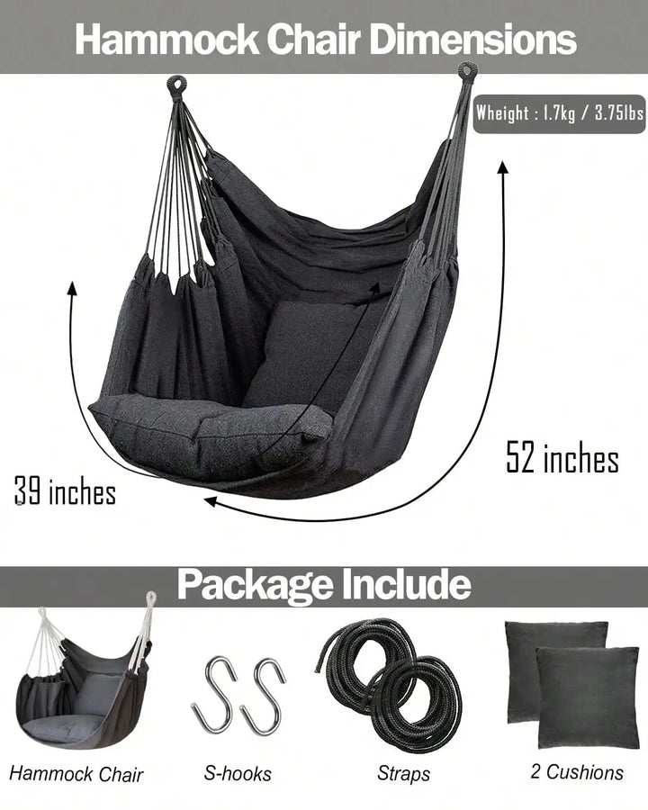 Hanging Hammock Chair Rope Swing 2 Cushions Included