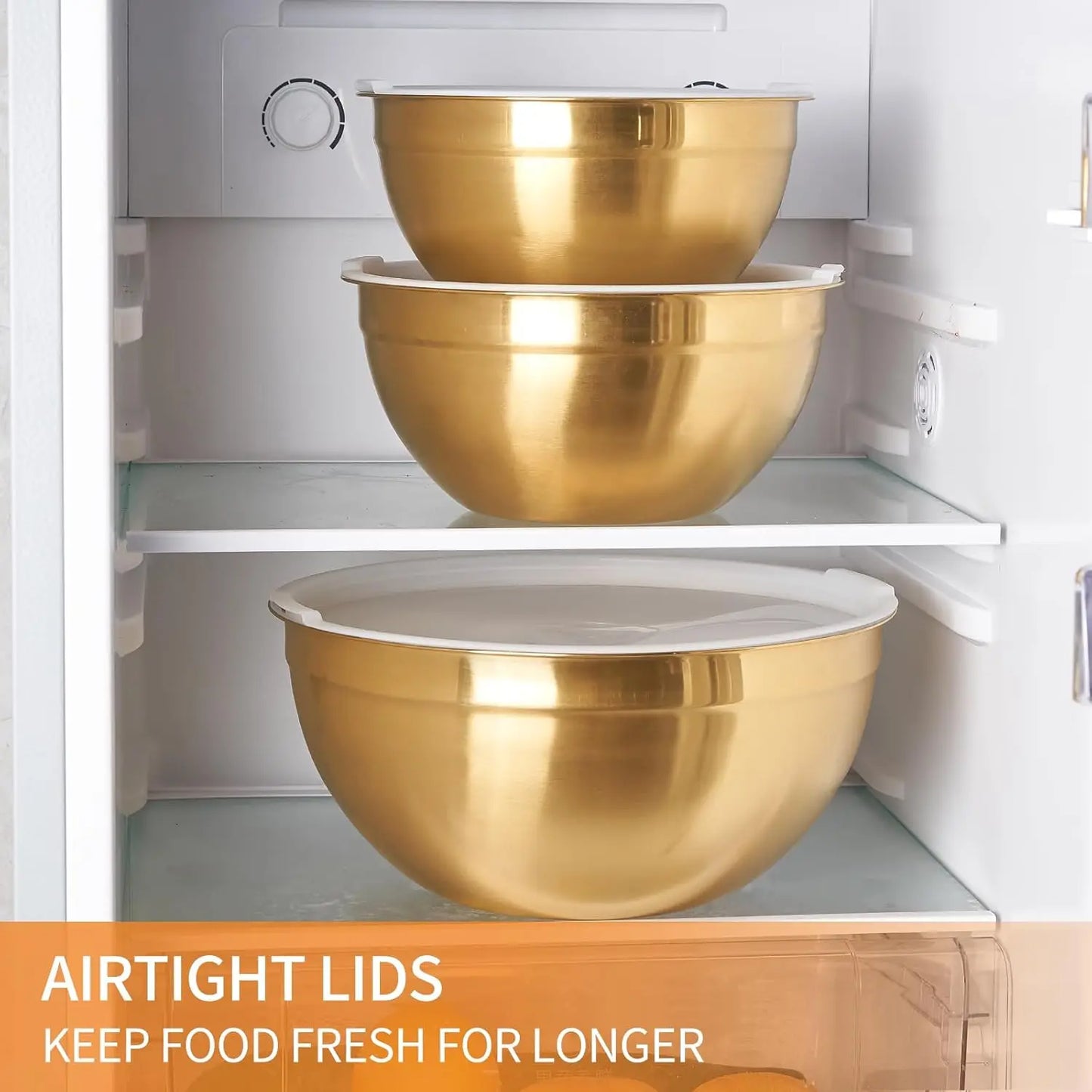 7-Piece Stainless Steel Mixing Bowls,  with Airtight Lids