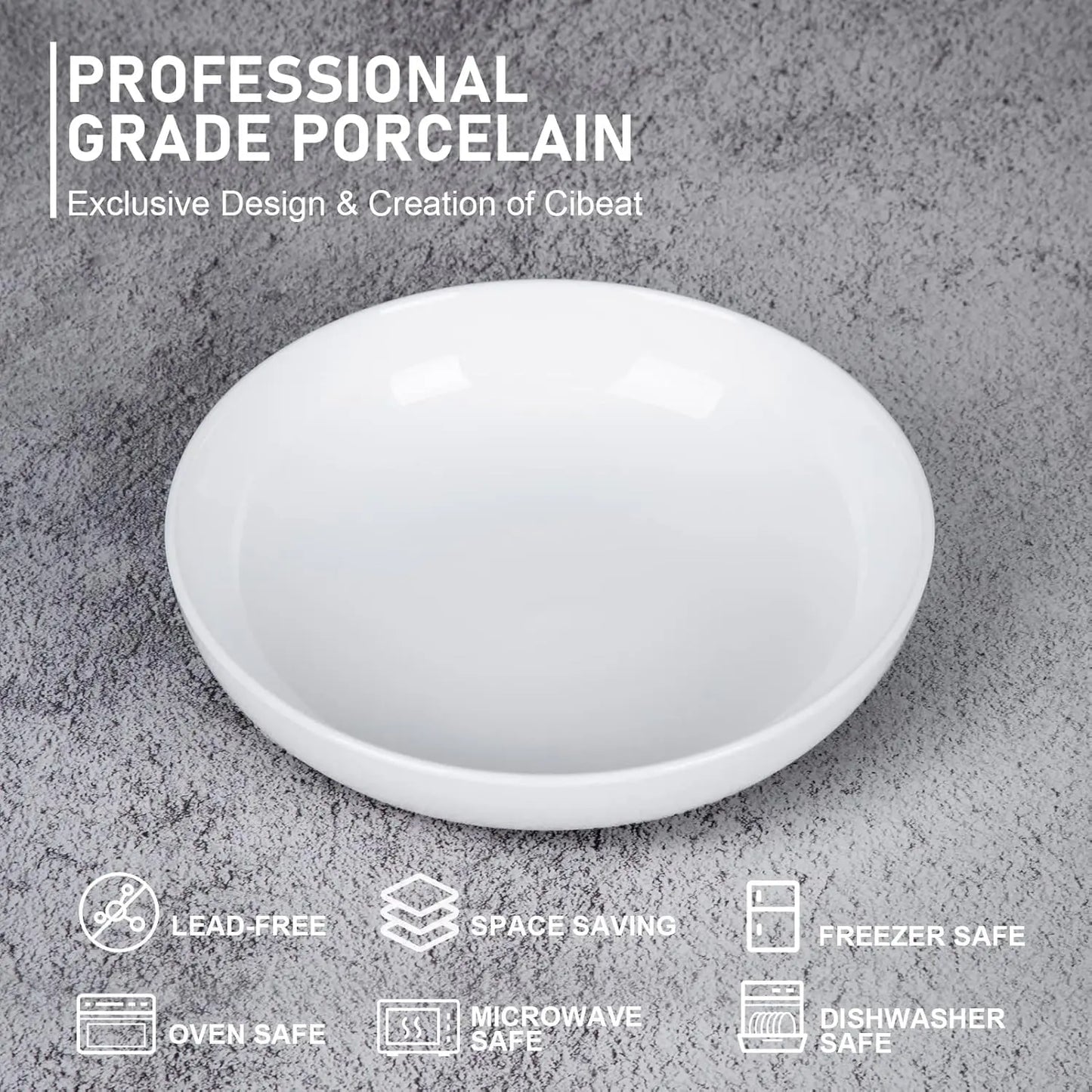 22 Ounce Porcelain Pasta Bowls Set 6 Pack