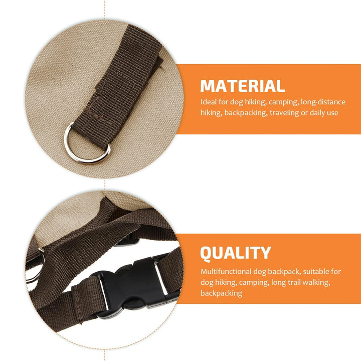 Dog Backpack for Everyday Use Saddle Bag Canvas Vest Camping Backpacks Khaki Pet