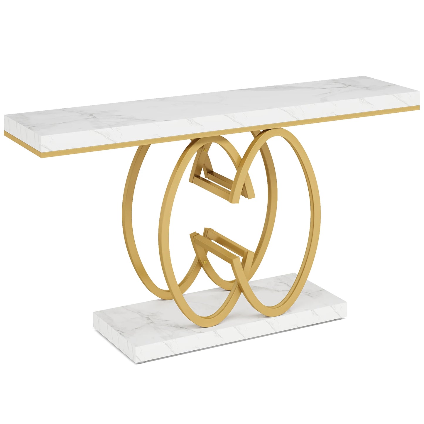 55 Inch  Table , Faux Marble, Modern Sofa Table