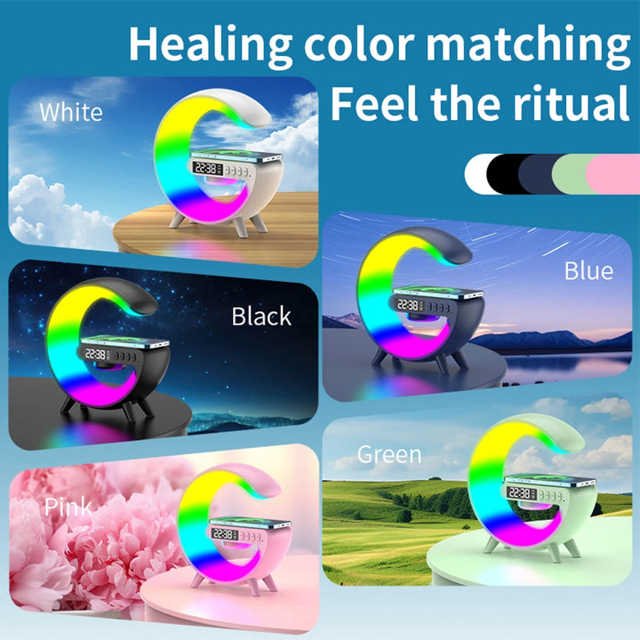 Wireless Speaker  Clock Charging Function Bedside Lamp