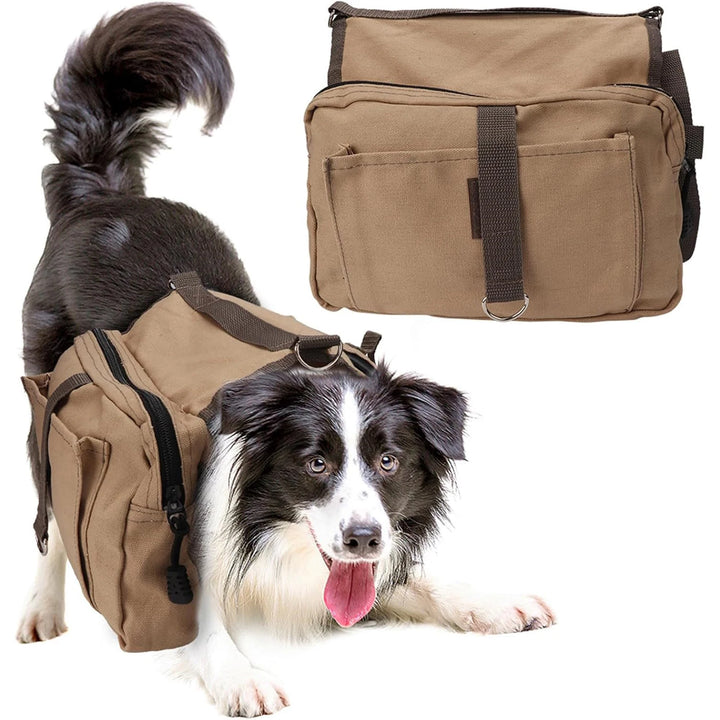 Dog Backpack for Everyday Use Saddle Bag Canvas Vest Camping Backpacks Khaki Pet