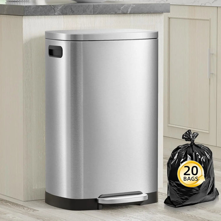 13 Gallon Trash Can with Lid, Trash Can