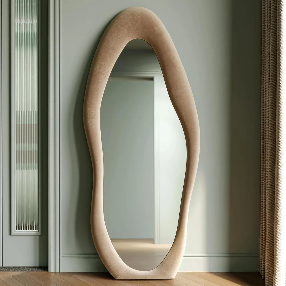 full-length mirror, irregular wave mirror hanging or leaning