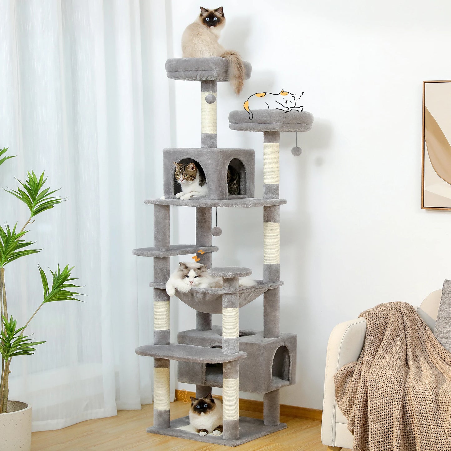 Large Cat Tree  for Indoor Cats  Scratching