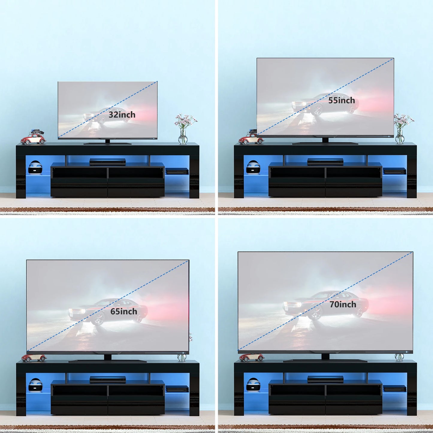 LED  Stand for 75/70/65 inch TV  with Storage Drawers