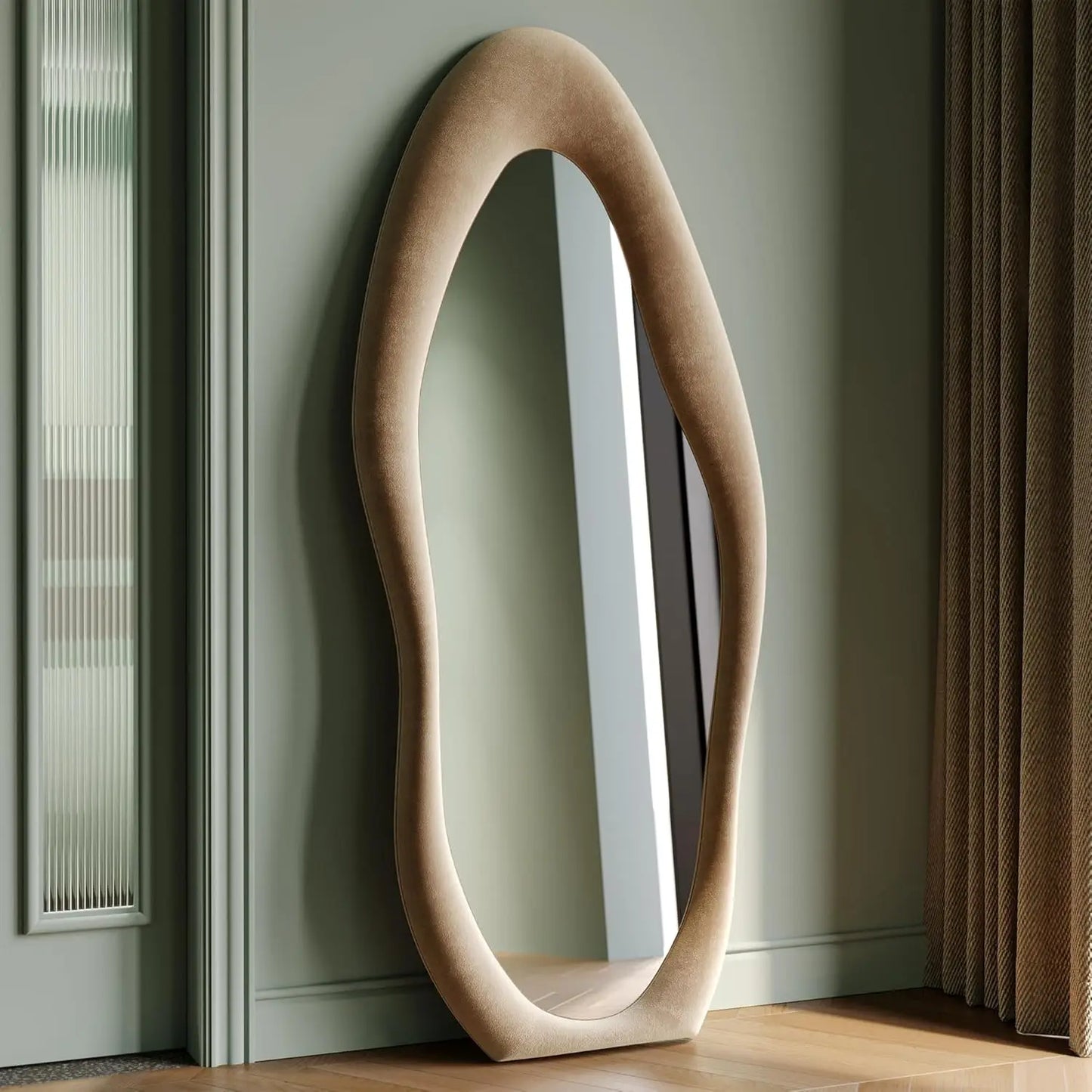 full-length mirror, irregular wave mirror hanging or leaning