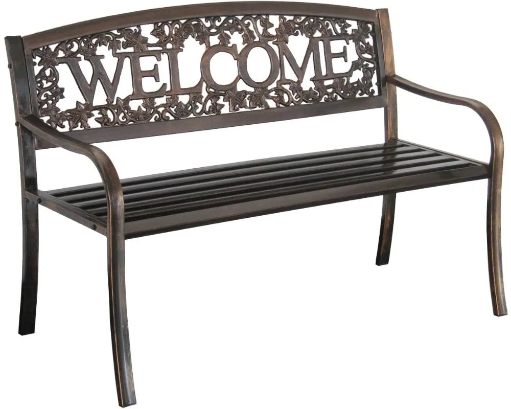 Welcome Outdoor Bench Rustic Garden Furniture for Patio