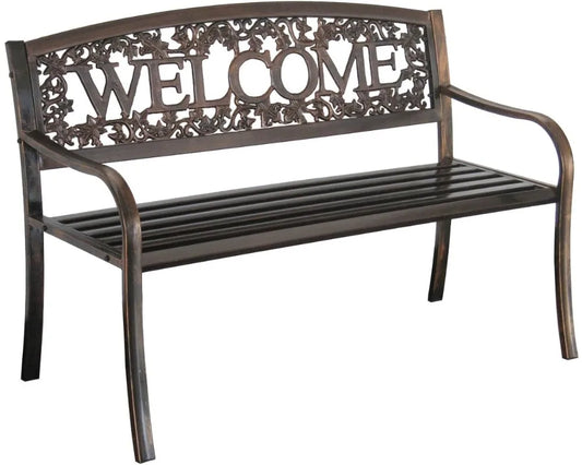 Welcome Outdoor Bench Rustic Garden Furniture for Patio