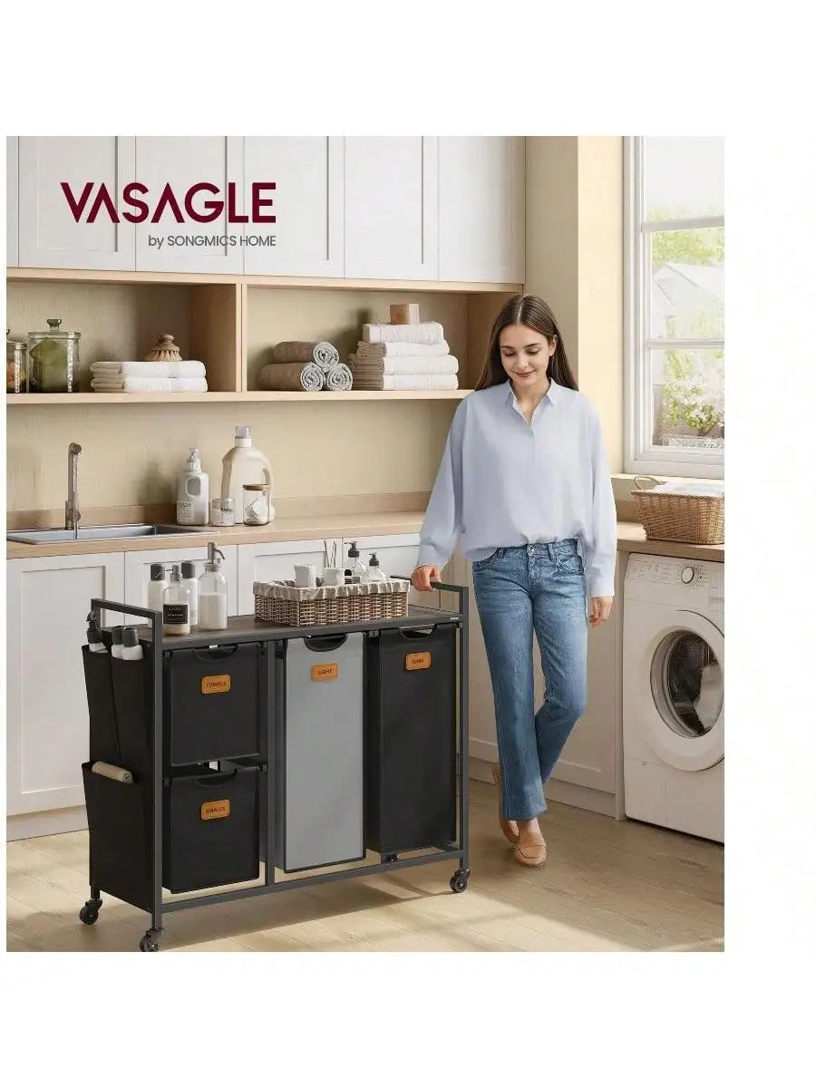 RollingLaundry Hamper With 4 Compartments