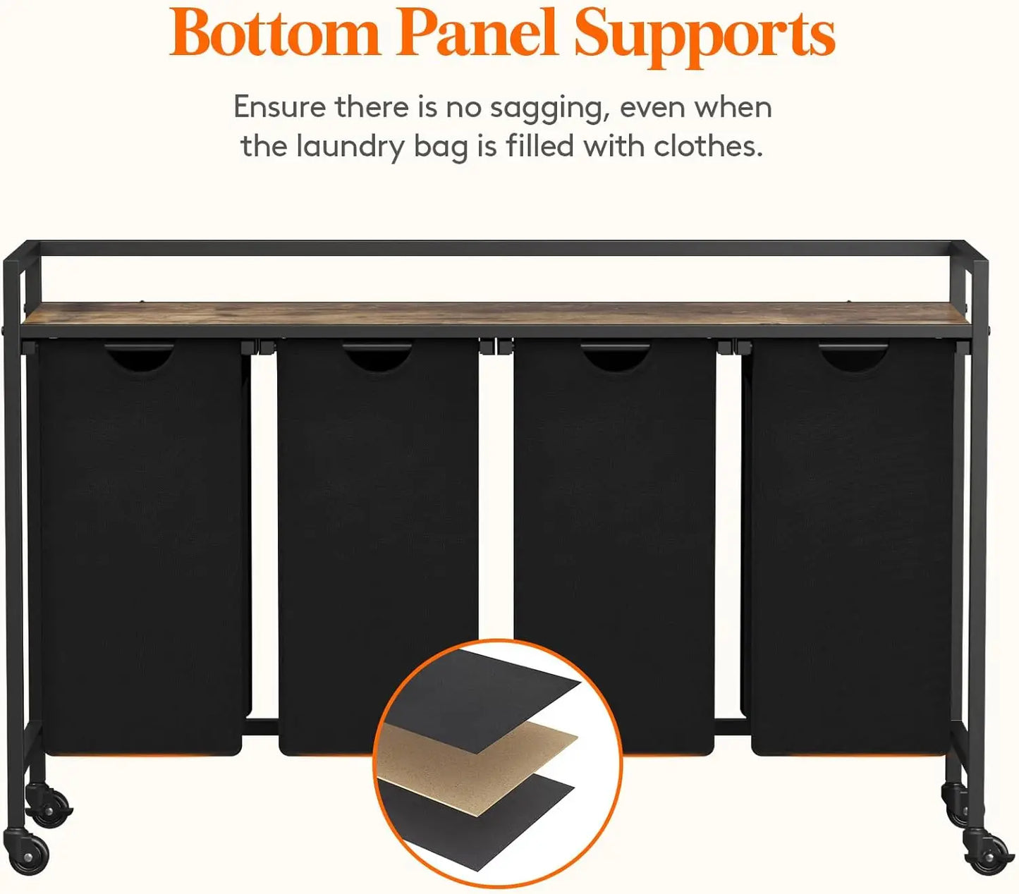 Laundry Hamper with 4 Removable Bags and Handles