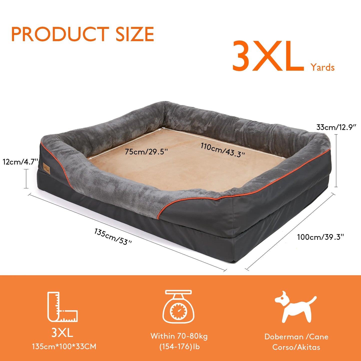 M-XXL Orthopedic Dog Bed ,Memory Foam ,Waterproof