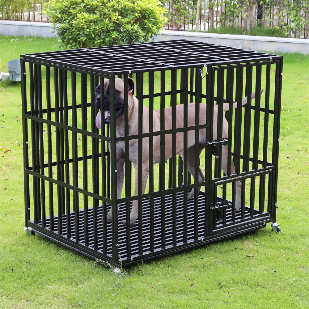 Strong Pet Cage  with Lockable Wheels and Tray