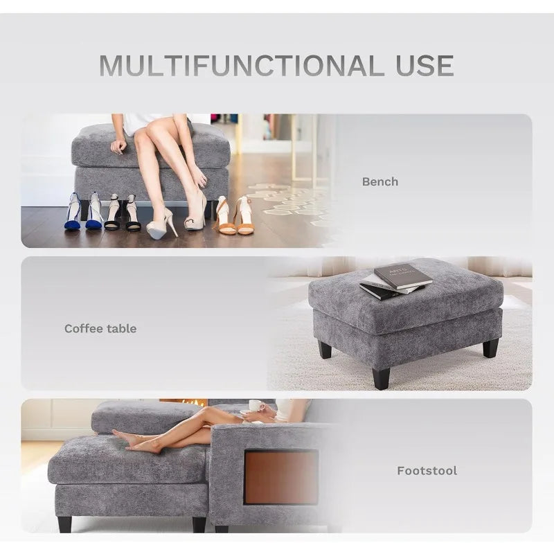 U-Shaped  Couch,  with 2 Ottomans and Foldable Side Table