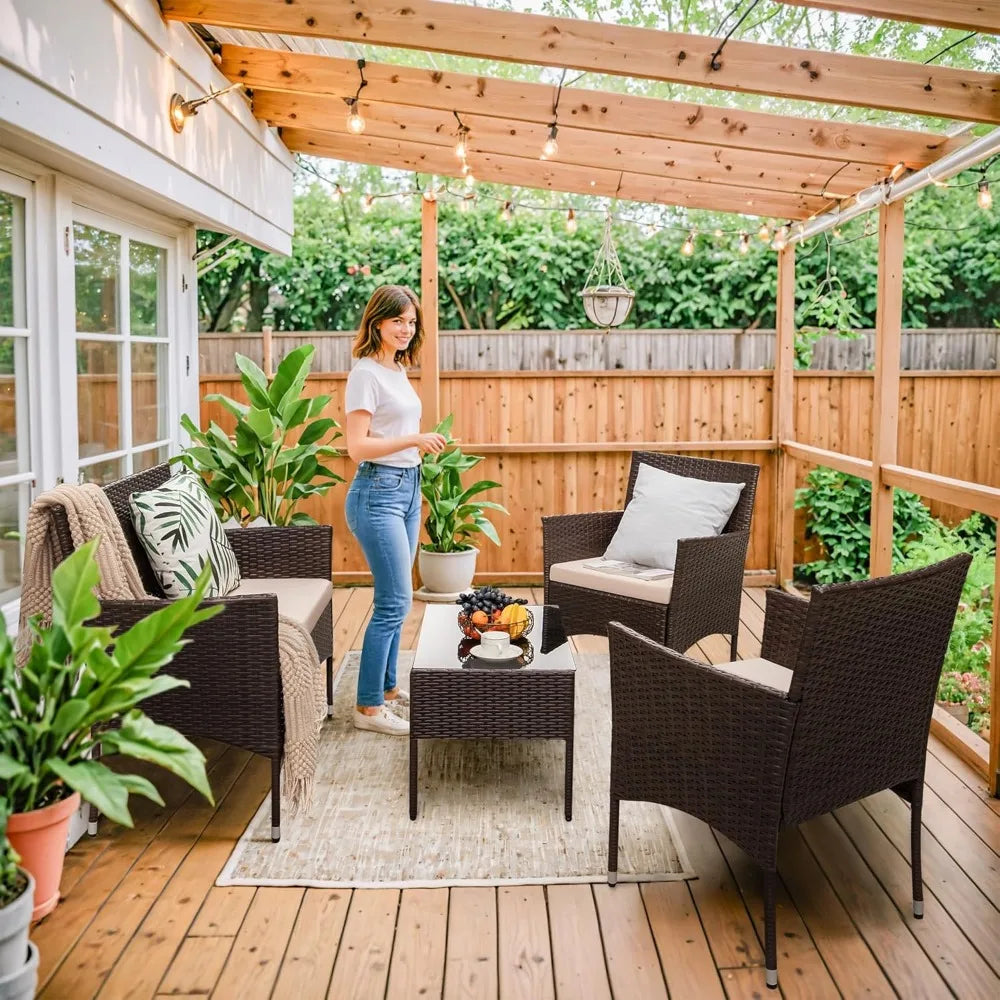 Outdoor Patio Furniture  Wicker Set, Outdoor & Indoor