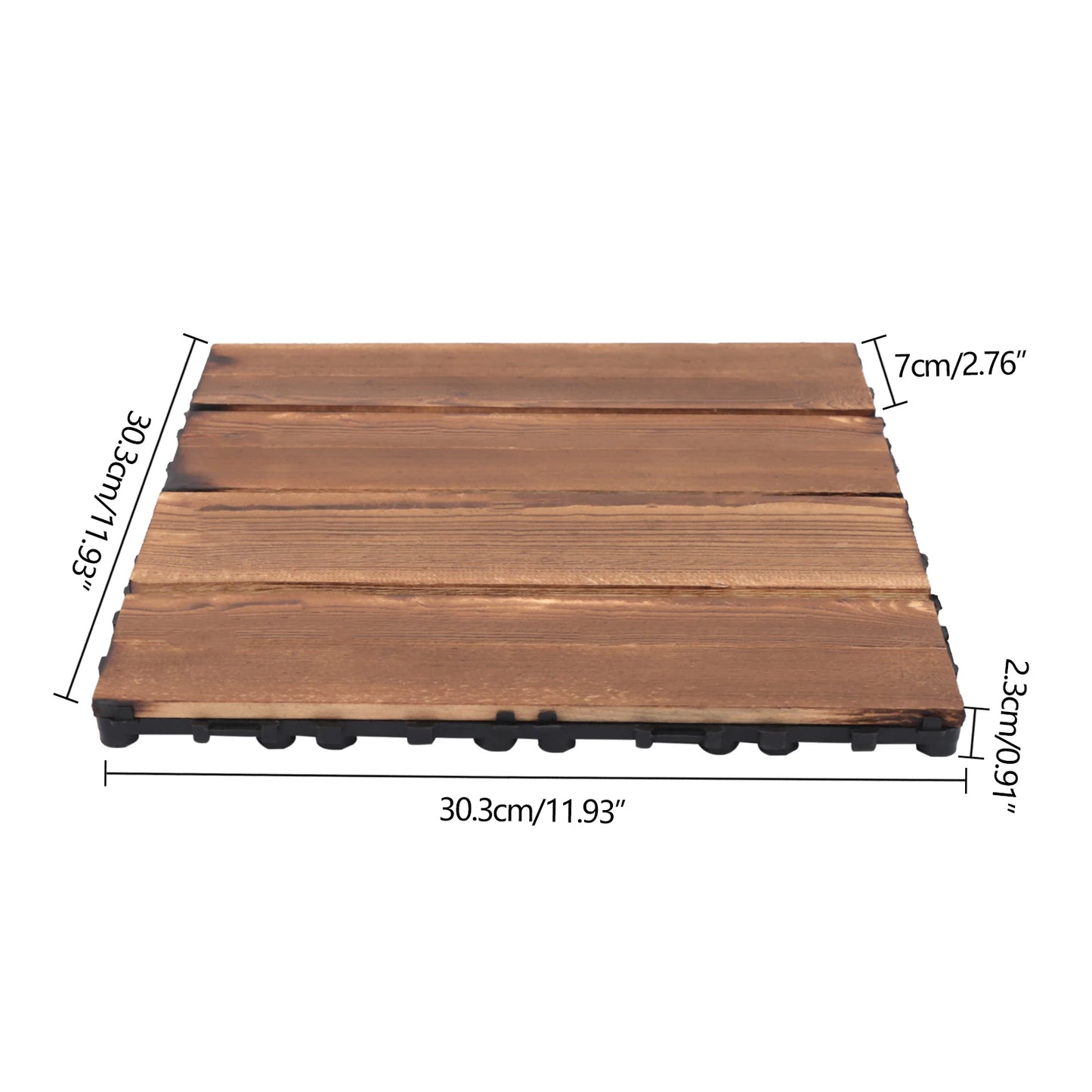 36ft²/ 3.24㎡ Outdoor Hardwood Flooring Tiles Interlock Edge Waterproof for Patio, Each Tile 12"/30cm*30cm, 36 Pack - Brown