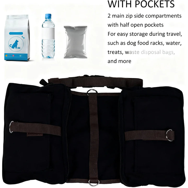 Dog Backpack for Everyday Use Saddle Bag Canvas Vest Camping Backpacks Khaki Pet
