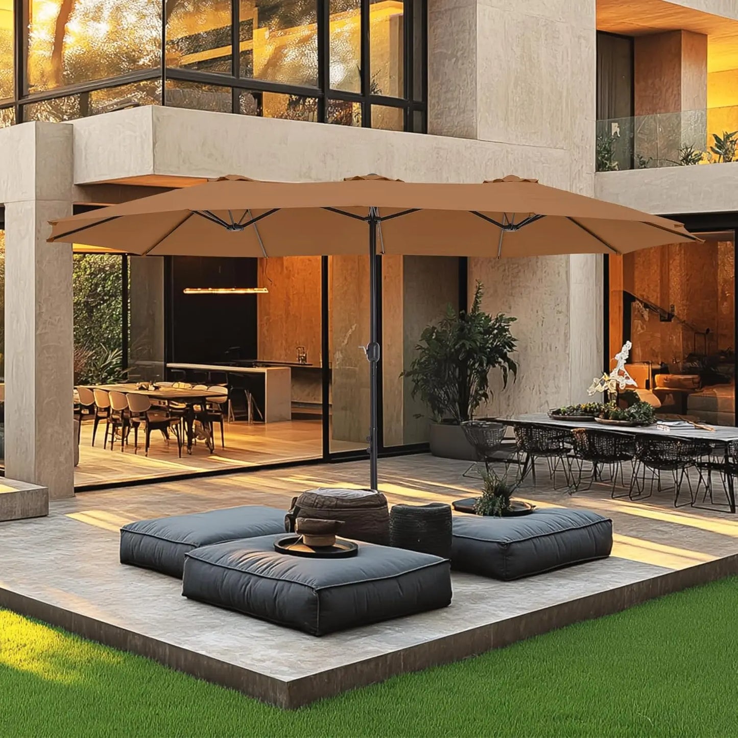 15ft Patio Umbrella with Base , Outdoor  with Crank Handle