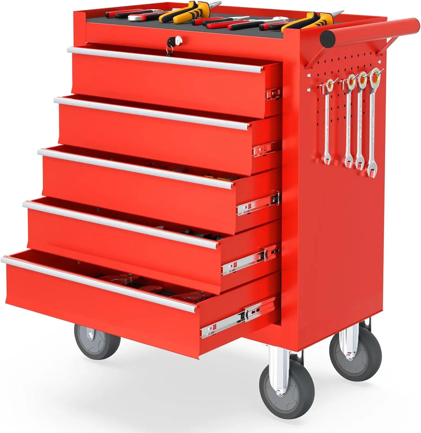 5 Drawers  Rolling Tool Chest, with Wheels & Lock