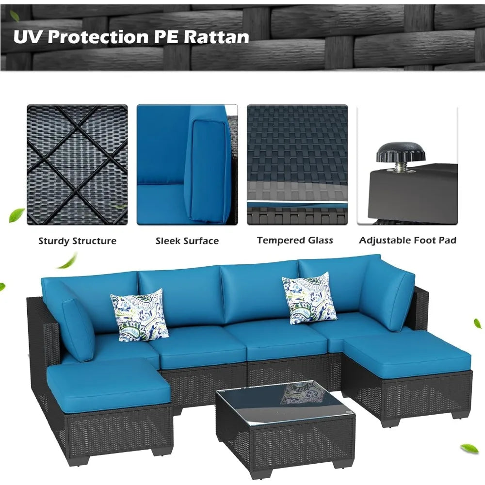 7 Piece Rattan Outdoor Wicker  Furniture Set
