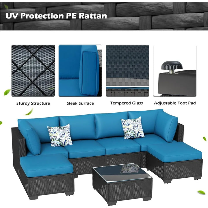 7 Piece Rattan Outdoor Wicker  Furniture Set