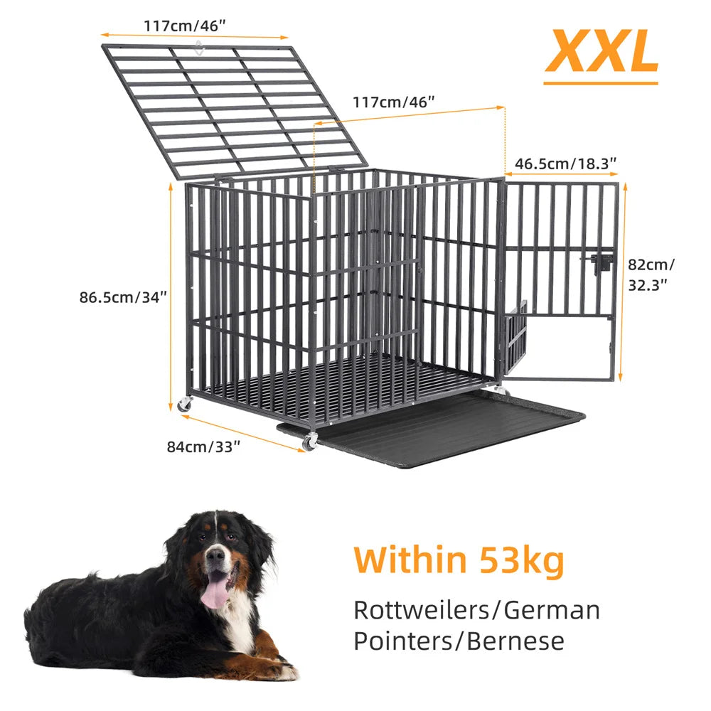 Strong Pet Cage  with Lockable Wheels and Tray