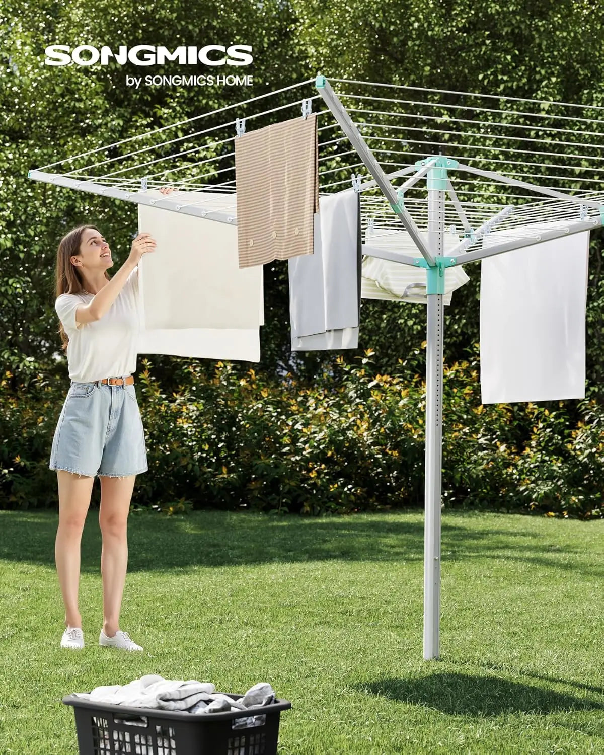 Umbrella Drying Rack Clothesline Holds 6  Loads