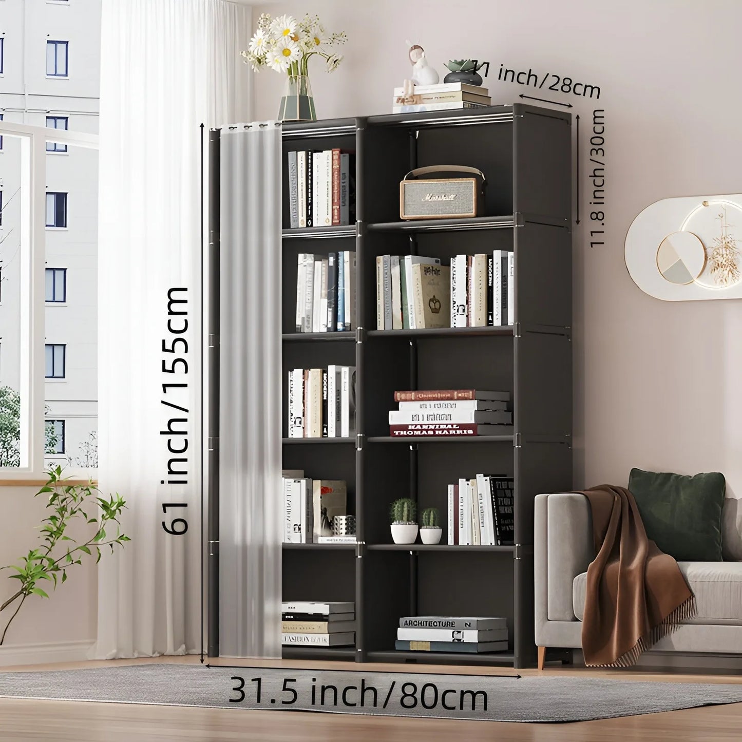 Wardrobe  Clothes  Storage Organizer  Partition Bookshelf Cabinet