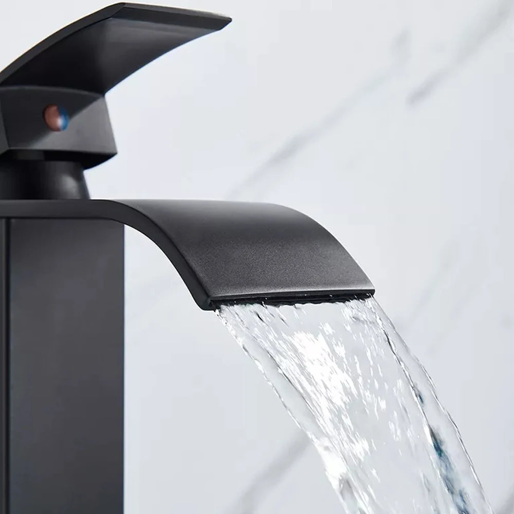 Black Waterfall Bathroom Vanity  Cold And Hot Water