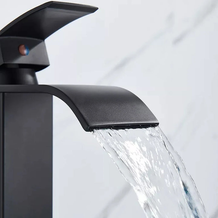 Black Waterfall Bathroom Vanity  Cold And Hot Water