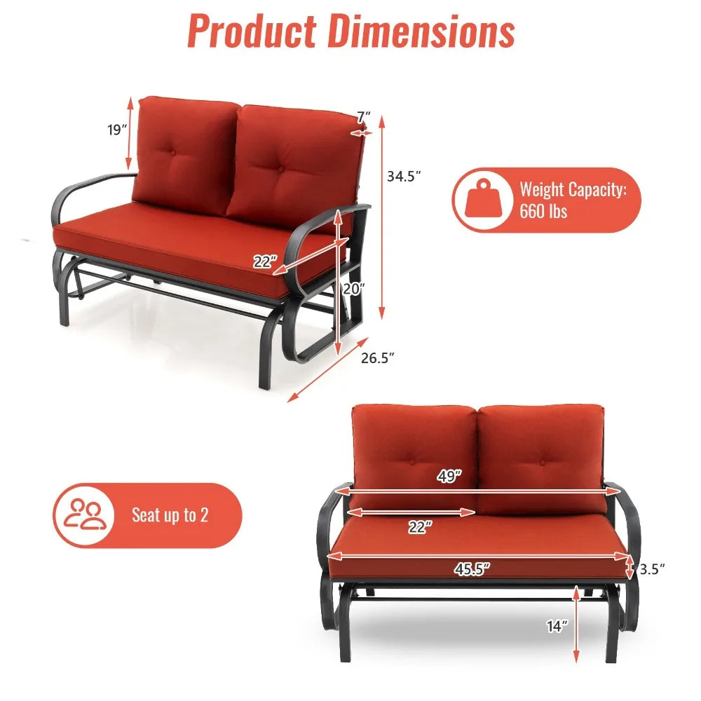 Glider Bench Porch Loveseat Swing Rocking Chair