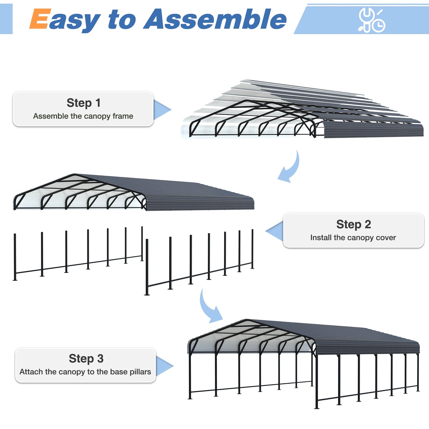 Outdoor Heavy Duty Garage Galvanized Car Shelter