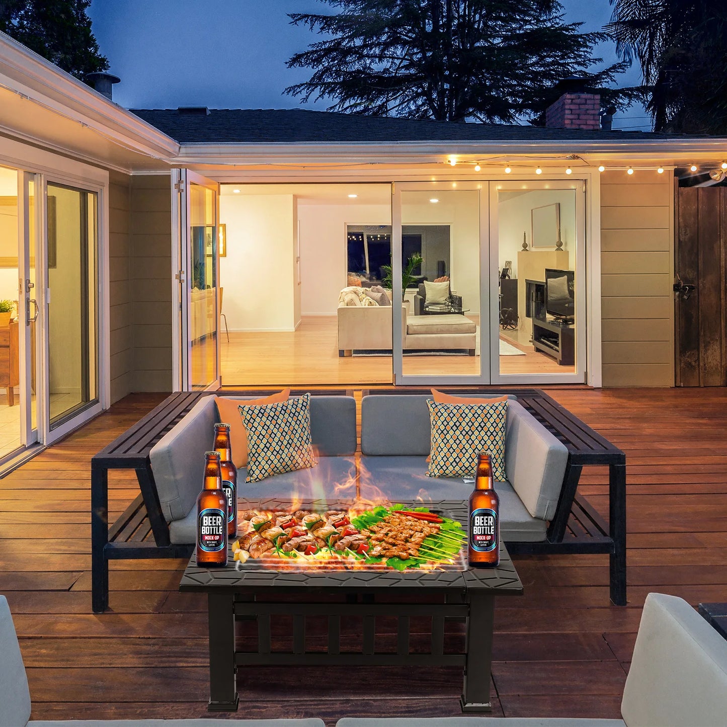 Wood Burning Fire Pit Table,  Patio Bonfire Party