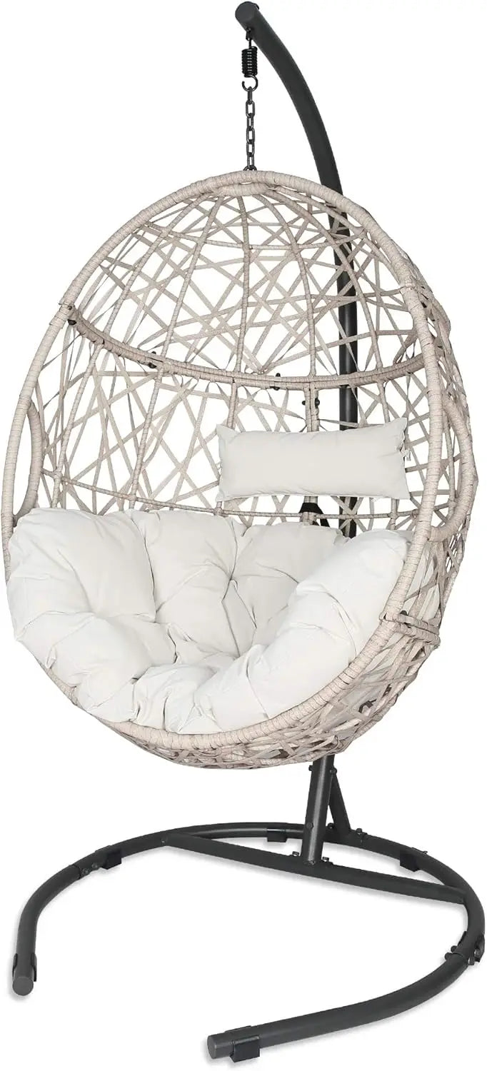 Hanging Chair, Rattan with Stand and Cushion for Bedroom