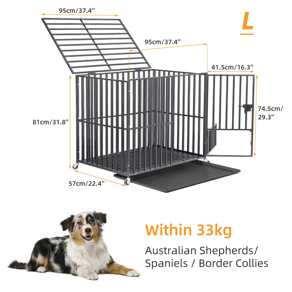 Strong Pet Cage  with Lockable Wheels and Tray