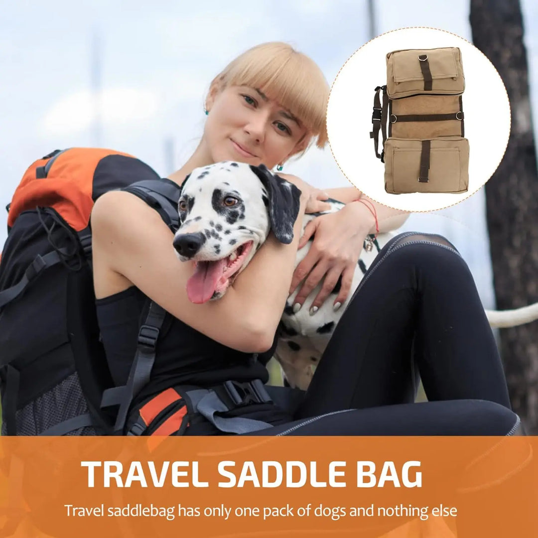 Dog Backpack for Everyday Use Saddle Bag Canvas Vest Camping Backpacks Khaki Pet
