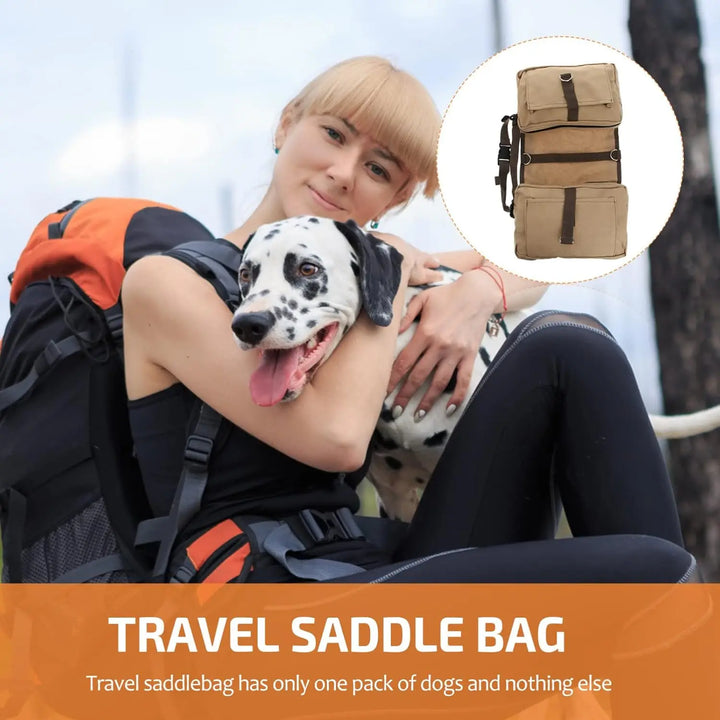 Dog Backpack for Everyday Use Saddle Bag Canvas Vest Camping Backpacks Khaki Pet