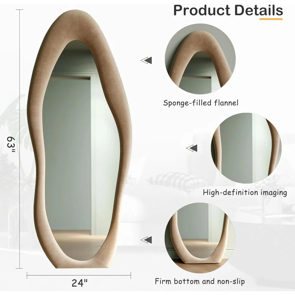 full-length mirror, irregular wave mirror hanging or leaning