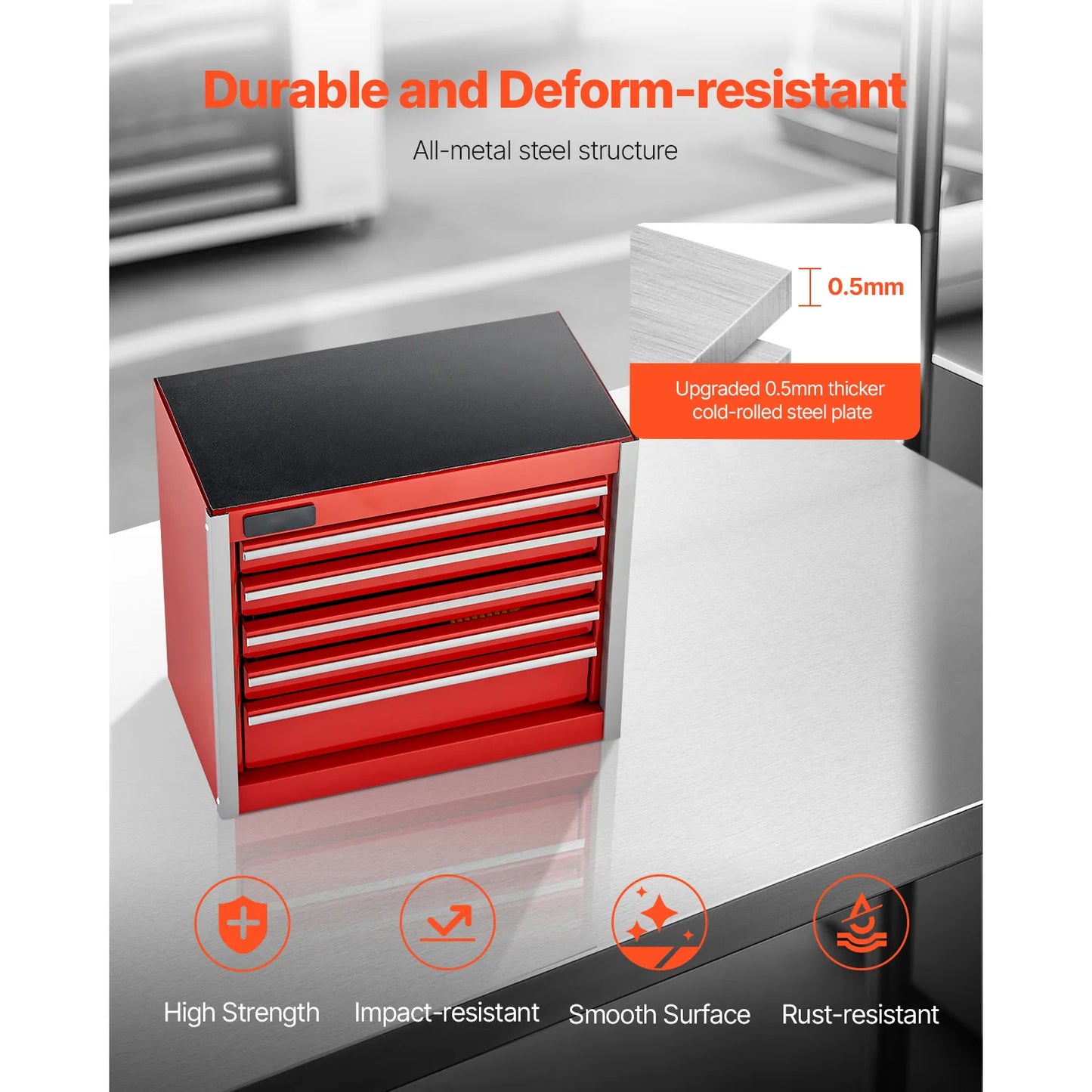 8.6in Metal Tool Box with PP Feet Pads for  Storage