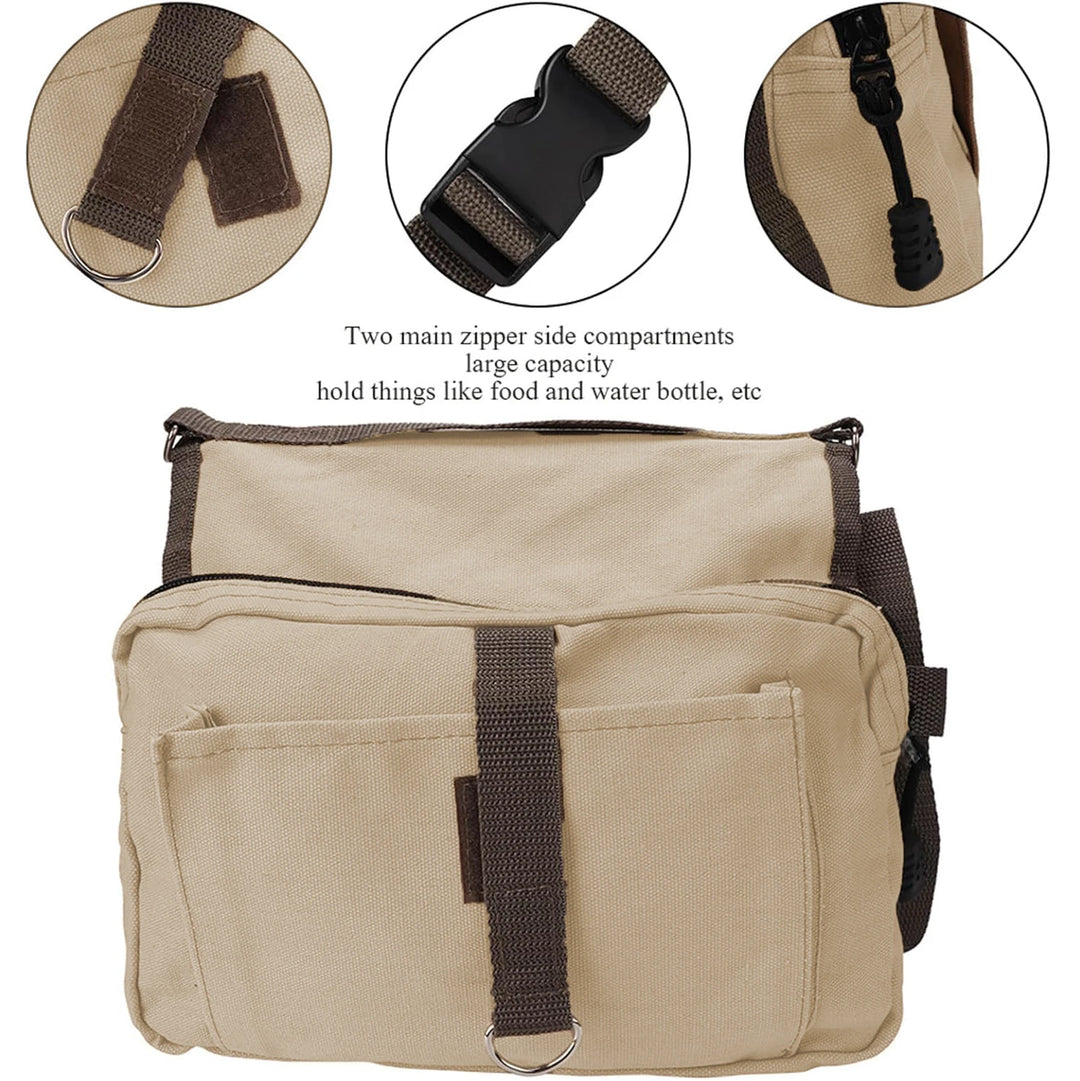 Dog Backpack for Everyday Use Saddle Bag Canvas Vest Camping Backpacks Khaki Pet