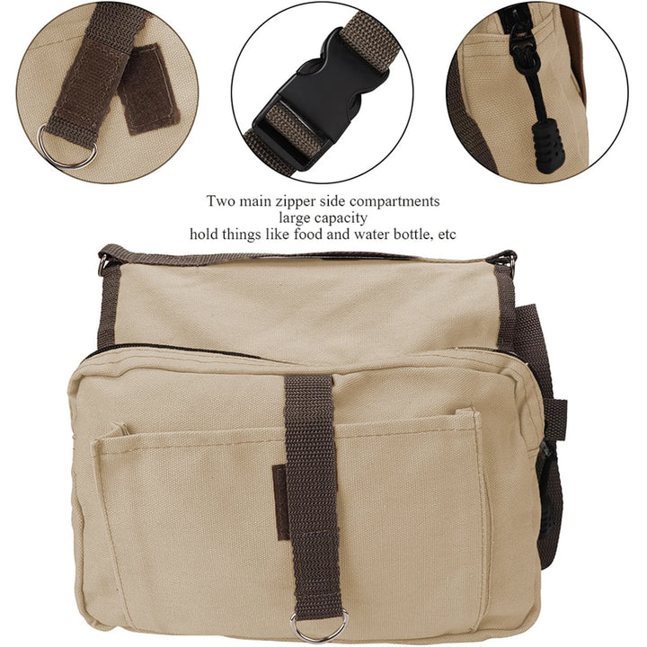 Dog Backpack for Everyday Use Saddle Bag Canvas Vest Camping Backpacks Khaki Pet
