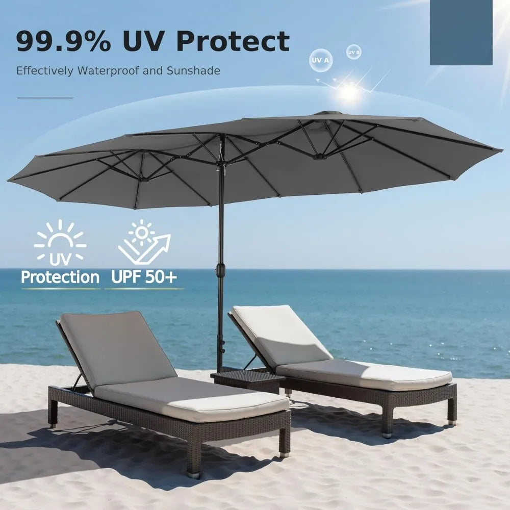 15ft Patio Umbrella with Base , Outdoor  with Crank Handle