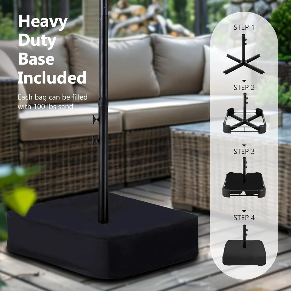 15ft Patio Umbrella with Base , Outdoor  with Crank Handle